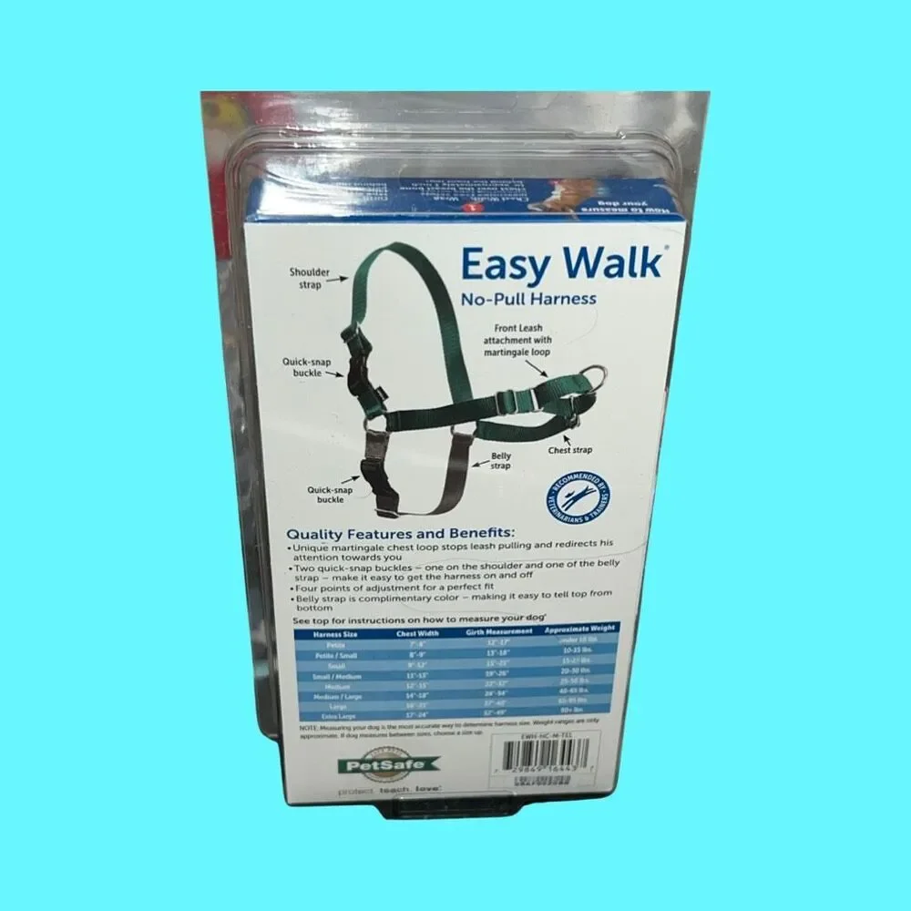 NIB Pet Safe Walking/Training Harness For Medium Sized Dogs Teal & Gray